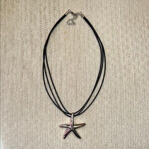 Silver and Black Starfish Layered Necklace